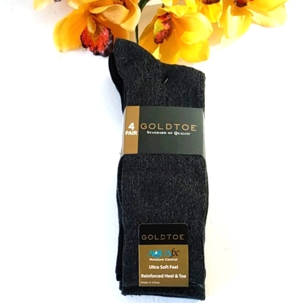 GOLDTOE AQUAFX MOISTURE CONTROL ULTRA SOFT SOCKS 4 PAIR SIZE 10-13 NWT